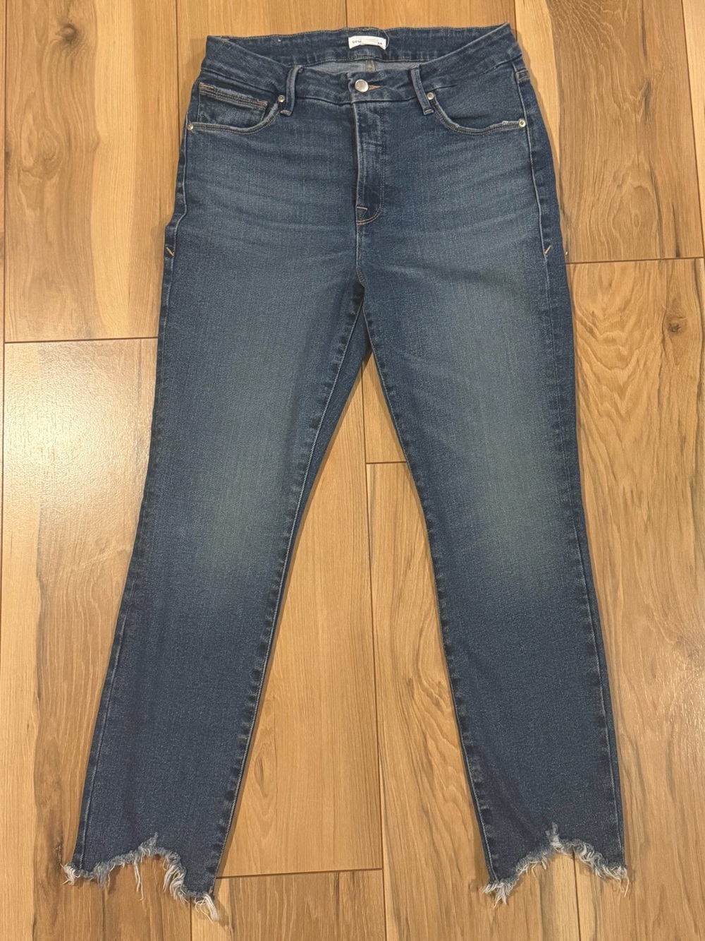 Good American Dark Blue High-Rise Cropped Skinny Jeans